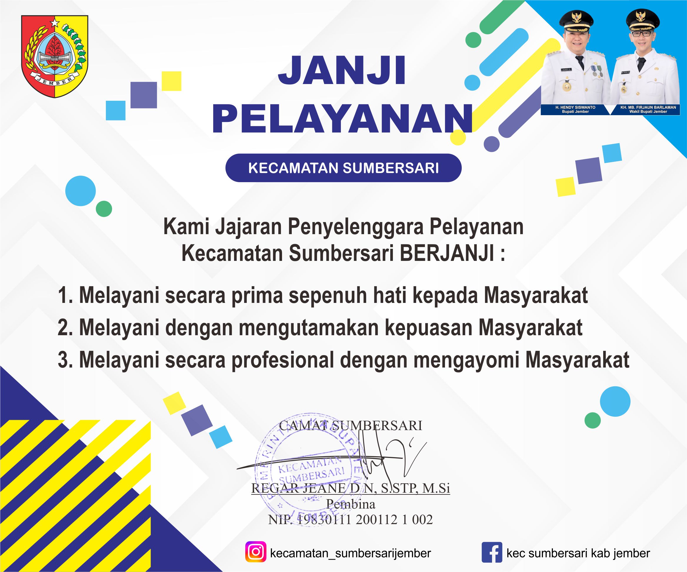 Janji Pelayanan dan Maklumat Pelayanan Kecamatan Sumbersari