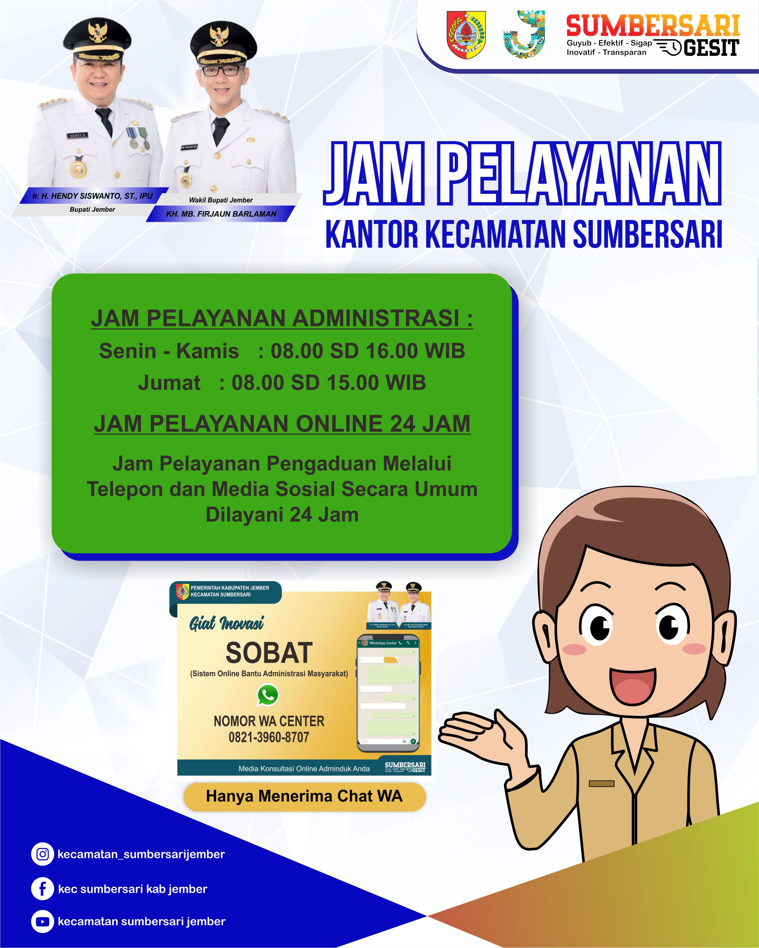 Jam  Pelayanan Administrasi Terpadu di Kecamatan Sumbersari