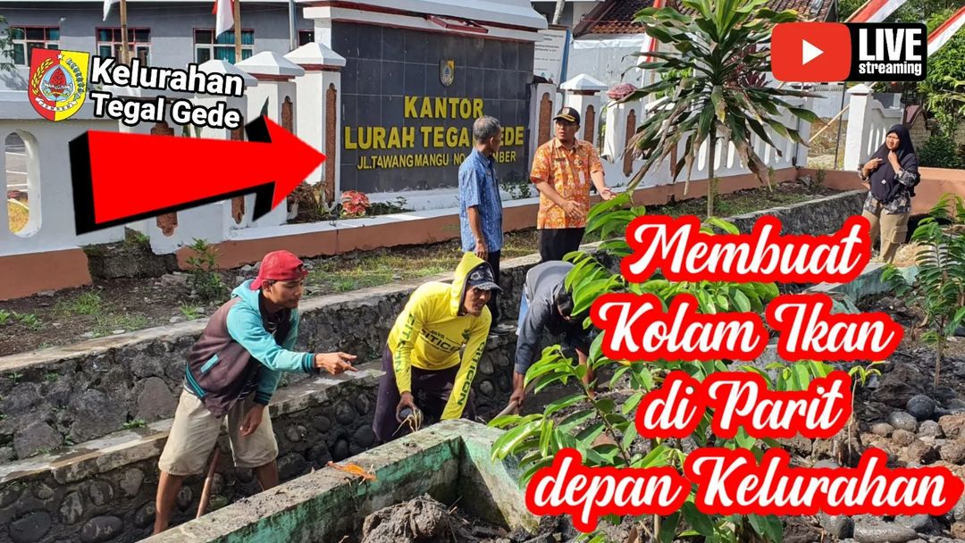 MEMBUAT KOLAM IKAN DI PARIT DEPAN KANTOR KELURAHAN