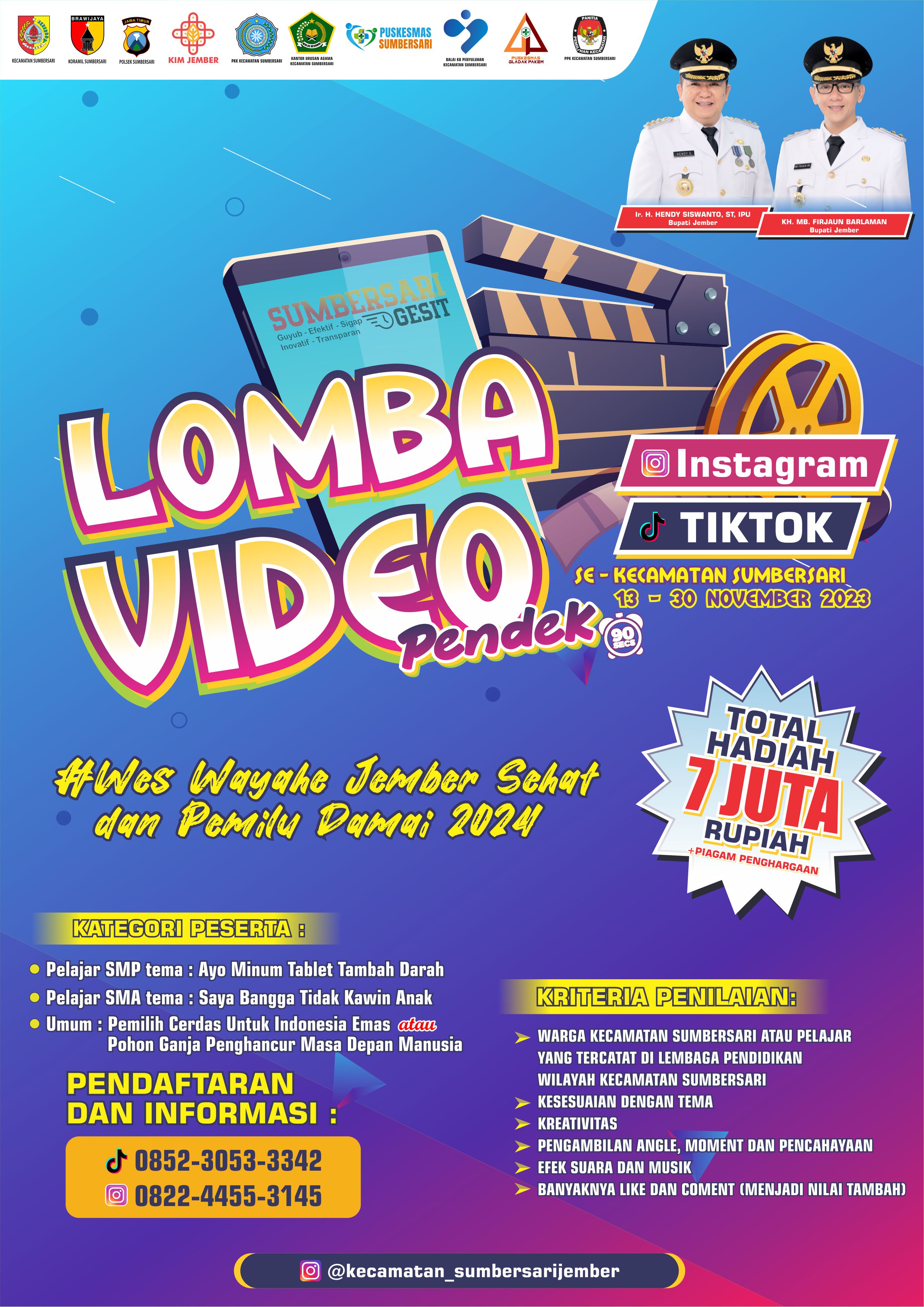 Lomba Video Pendek Instagram & Tiktok Se-Kecamatan Sumbersari